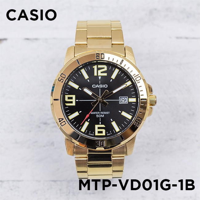 Đồng hồ nam dây kim loại Casio Standard chính hãng Anh Khuê MTP-VD01G-1BVUDF (45mm)