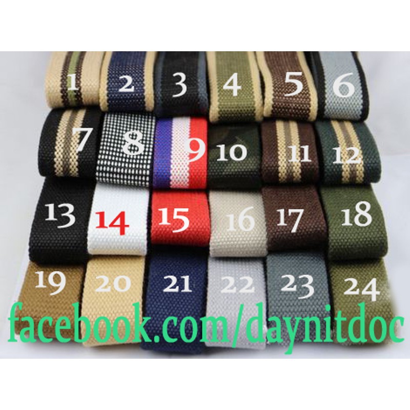 Thắt lưng Dây nịt vải bố màu lính chỉ dây rời không bao gồm mặt nịt bút nịt buckle hơn 36 màu dây bản dày 4mm