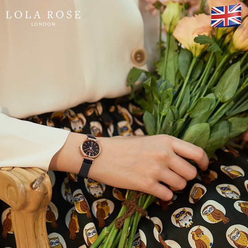[Mã LTP50 giảm 50000 đơn 150000] Đồng hồ nữ dây da chính hãng Lolarose mặt tròn 24mm đá cẩm thạch tím Galaxy cao cấp
