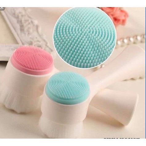 Cọ bàn chải rửa massage mặt 2 đầu silicon 3D chính hãng