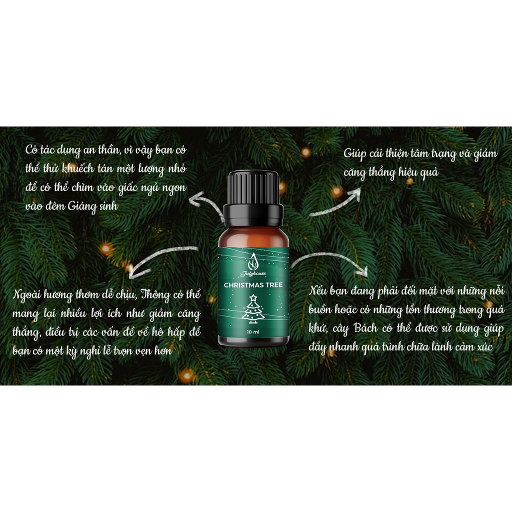 Tinh Dầu Giáng Sinh Christmas Tree/Gift of Christ/Holiday Cheer 10ml JULYHOUSE món quà Noel ngọt ngào giúp thư giãn