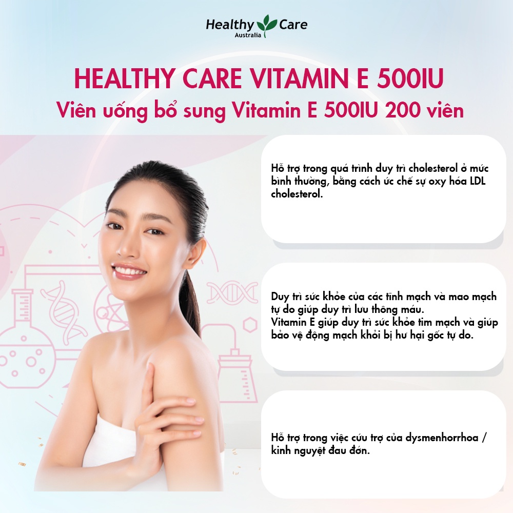 Mầm đậu nành điều hòa nội tiết Healthy Care Super Lecithin 100 viên, Viên uống vitamin E Healthy Care 500IU 200 viên