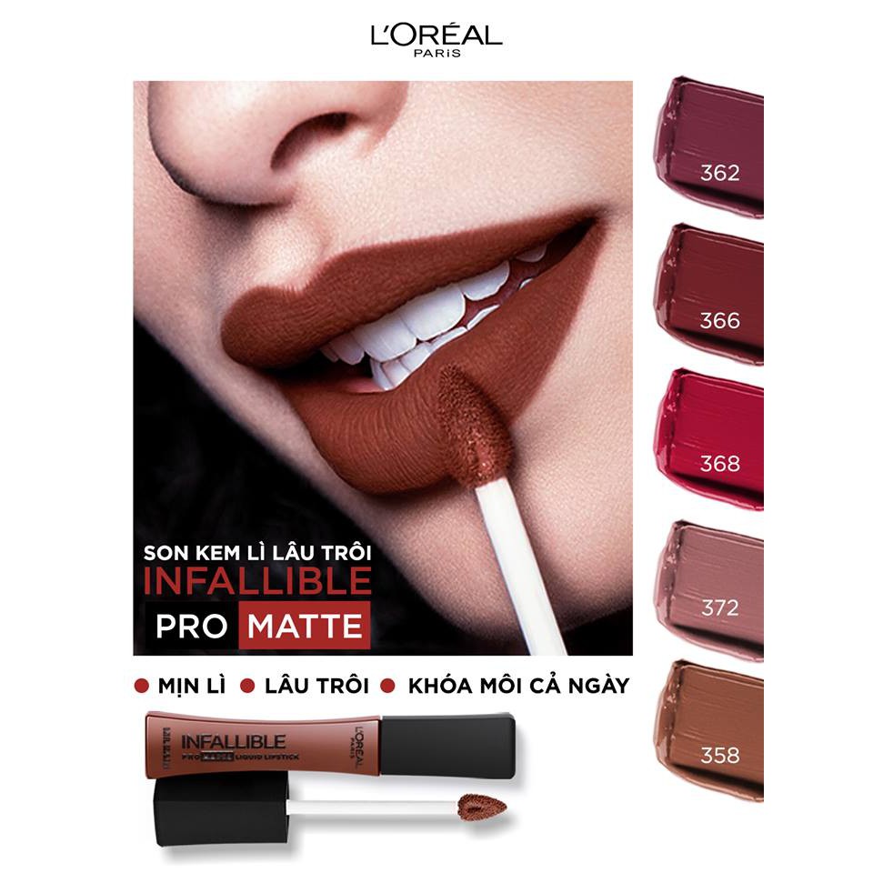 Son Kem Lì Lâu Trôi L'Oreal Infallible Lip Pro Matte Liquid Lipstick | BigBuy360 - bigbuy360.vn