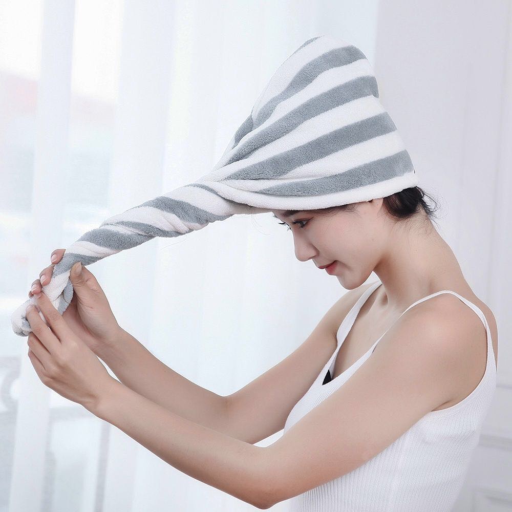 Khăn quấn ủ tóc lau khô siêu tốc, khăn quấn tóc gội đầu - chất liệu vải cotton mềm mại thấm hút tốt