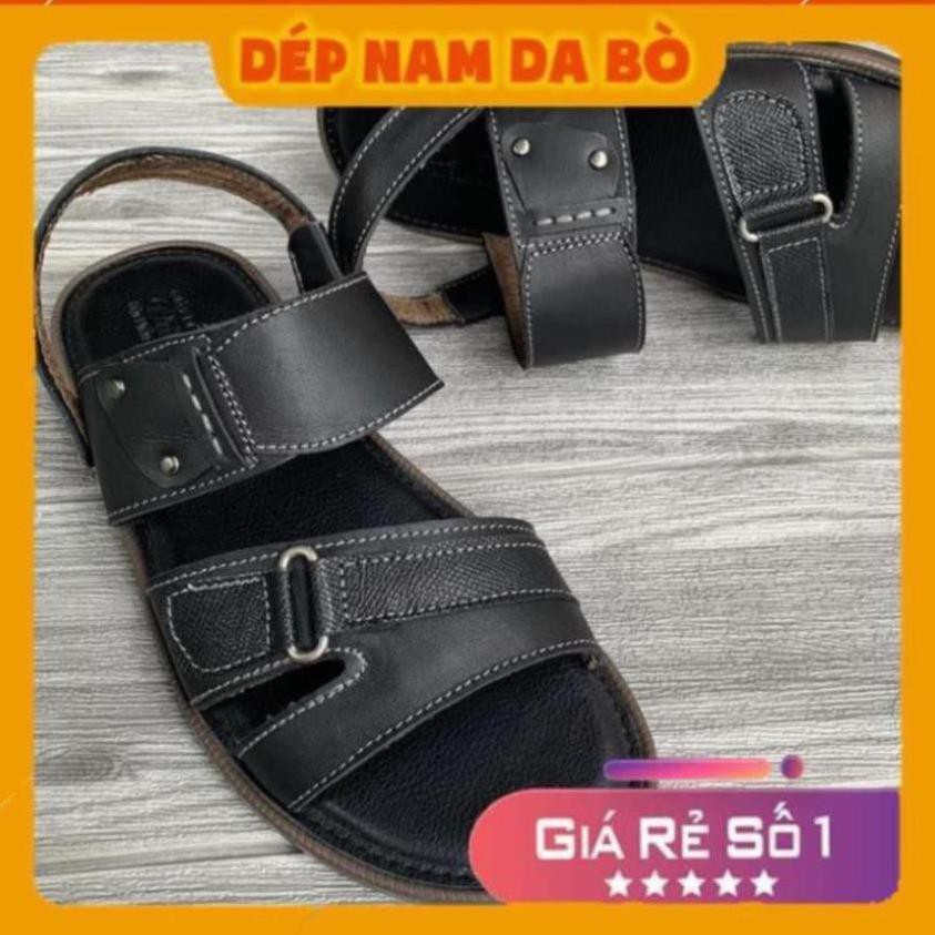 🍊 [Sale 3/3] [FREESHIP - Toàn Quốc] Dép Nam Da Bò - Dép Quai Hậu Quai Chữ Z Màu Đen Sale 11 -op1 🍊 : , "