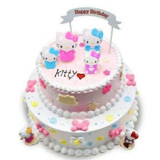 Bộ 4 Mèo Kitty Trang trí Bánh và Giá đỡ định vị tượng