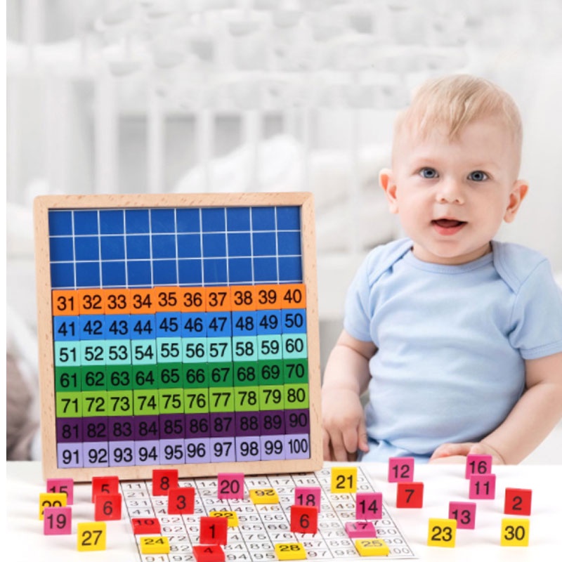 Bảng ghép đếm số 1-100 nhiều màu - giáo cụ Montessori
