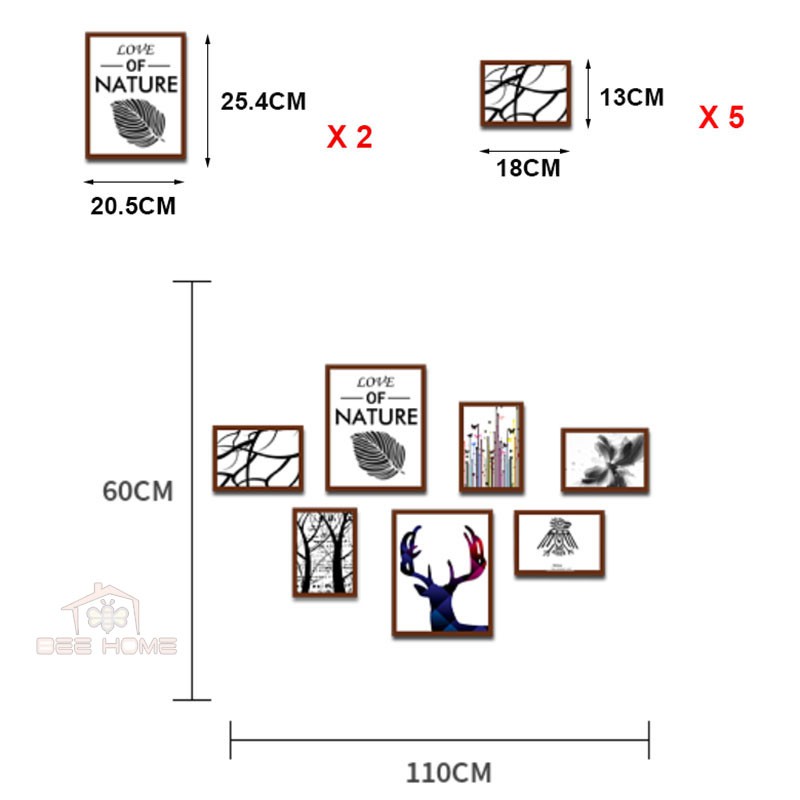 SET 7 TRANH TREO TƯỜNG ĐÃ CÓ KHUNG GỖ- BEEHOME - TRANH TREO TƯỜNG KÈM KHUNG ẢNH TRANG TRÍ KÈM ĐINH TREO TƯỜNG