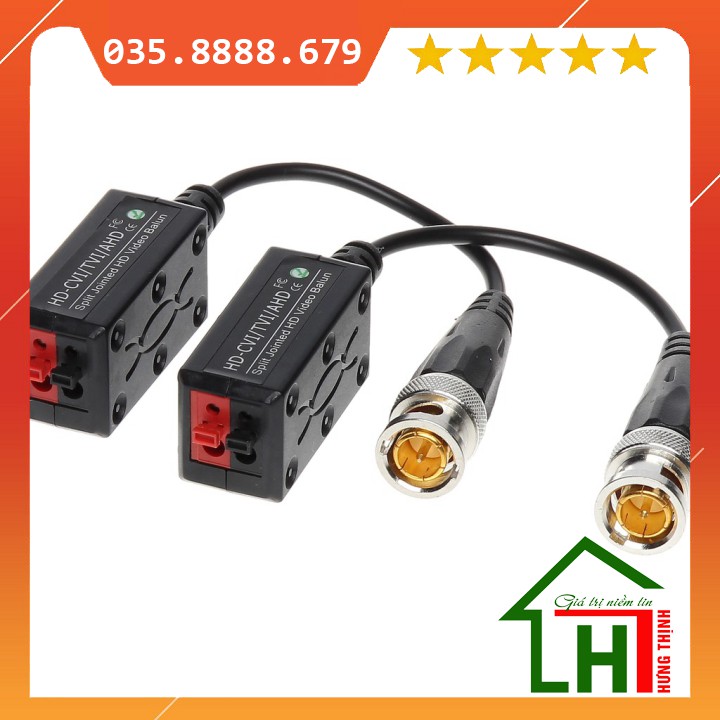 [ Chính Hãng ] Video Balun HD CVI/TVI/AHD Loại Tốt - Dùng Dây Mạng Đi Camera 1 Bộ 2 Cái. Hưng Thịnh computer