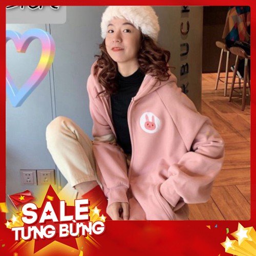 -HÀNG NHẬP KHẨU 🐰𝗟𝗼𝗮̣𝗶 𝗱𝗮̀𝘆🌿 ÁO KHOÁC NỈ BÔNG HOODIE THÊU THỎ DÂY KÉO NỮ NAM HOOIDE Liên hệ mua hàng 084.209.1
