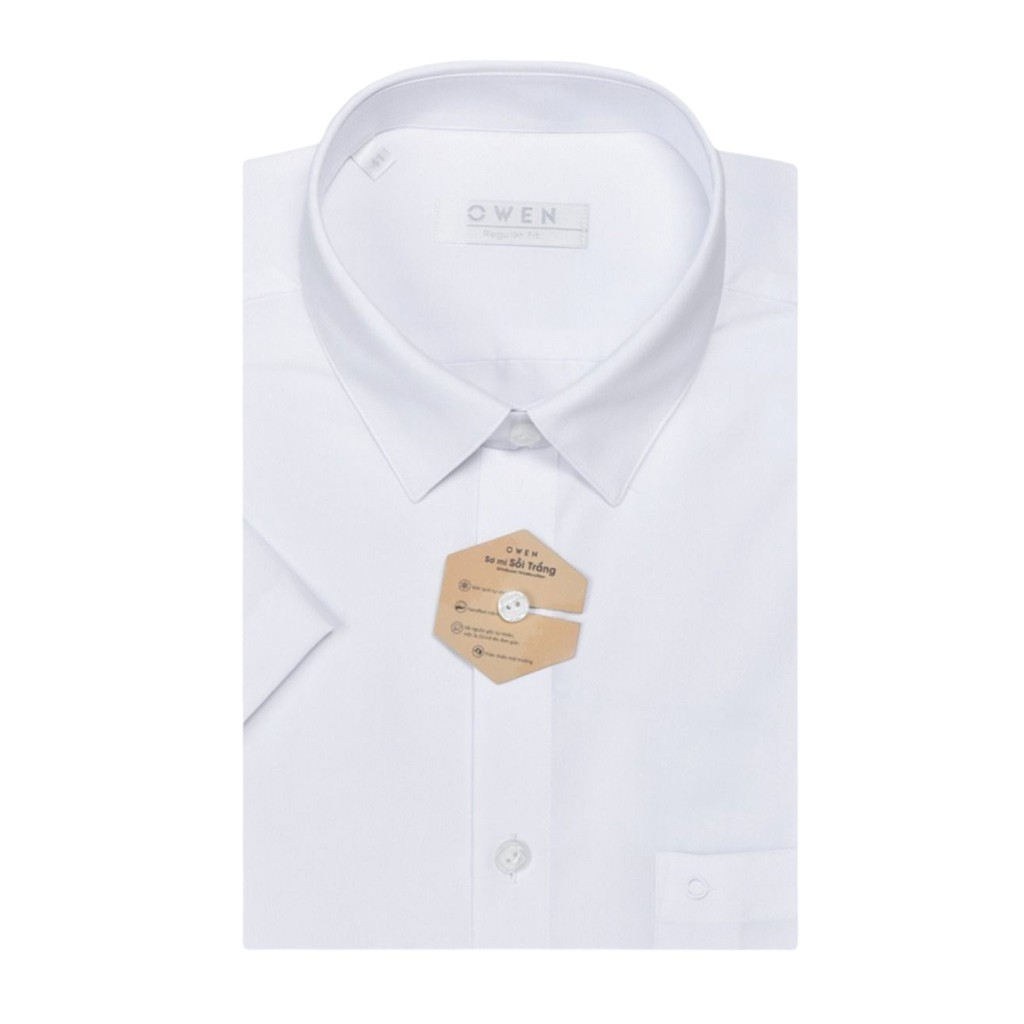 Áo Sơ Mi Trắng Nam Ngắn Tay Owen AR22752N2 Màu Trắng Trơn Kiểu Dáng Regular Fit Chất Liệu Sợi Sồi Chống Nhăn Bền Màu | BigBuy360 - bigbuy360.vn