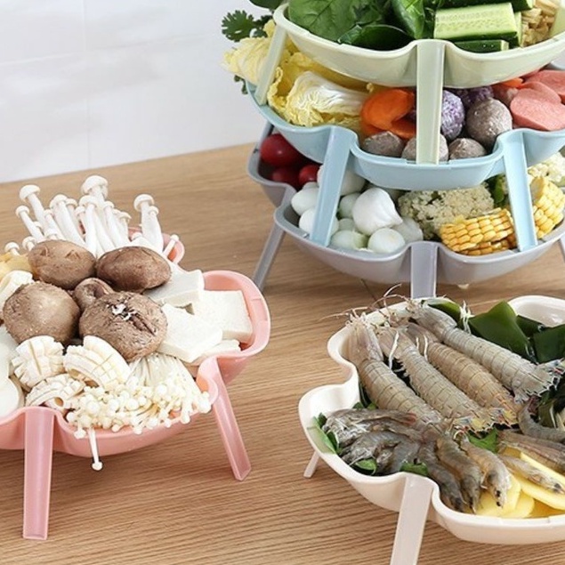 Đĩa Nhựa Xếp Tầng Thiết Kế Hình Bông Hoa Tinh Tế  Đa Năng Thích Hợp Cho Việc Để Hoa Quả, Ăn Lẩu T2 #dianhua