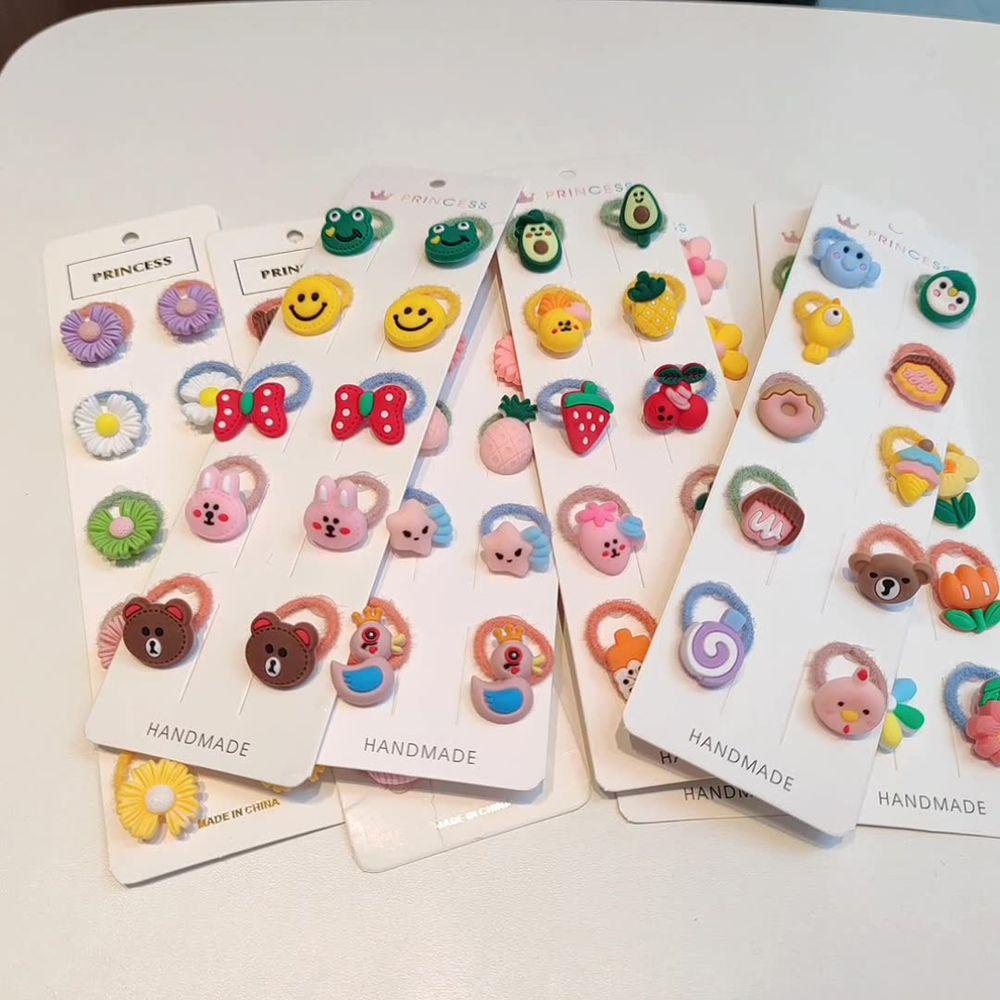 Set 10 Dây Buộc Tóc Đính Hoa / Trái Cây Dễ Thương Cho Bé Gái