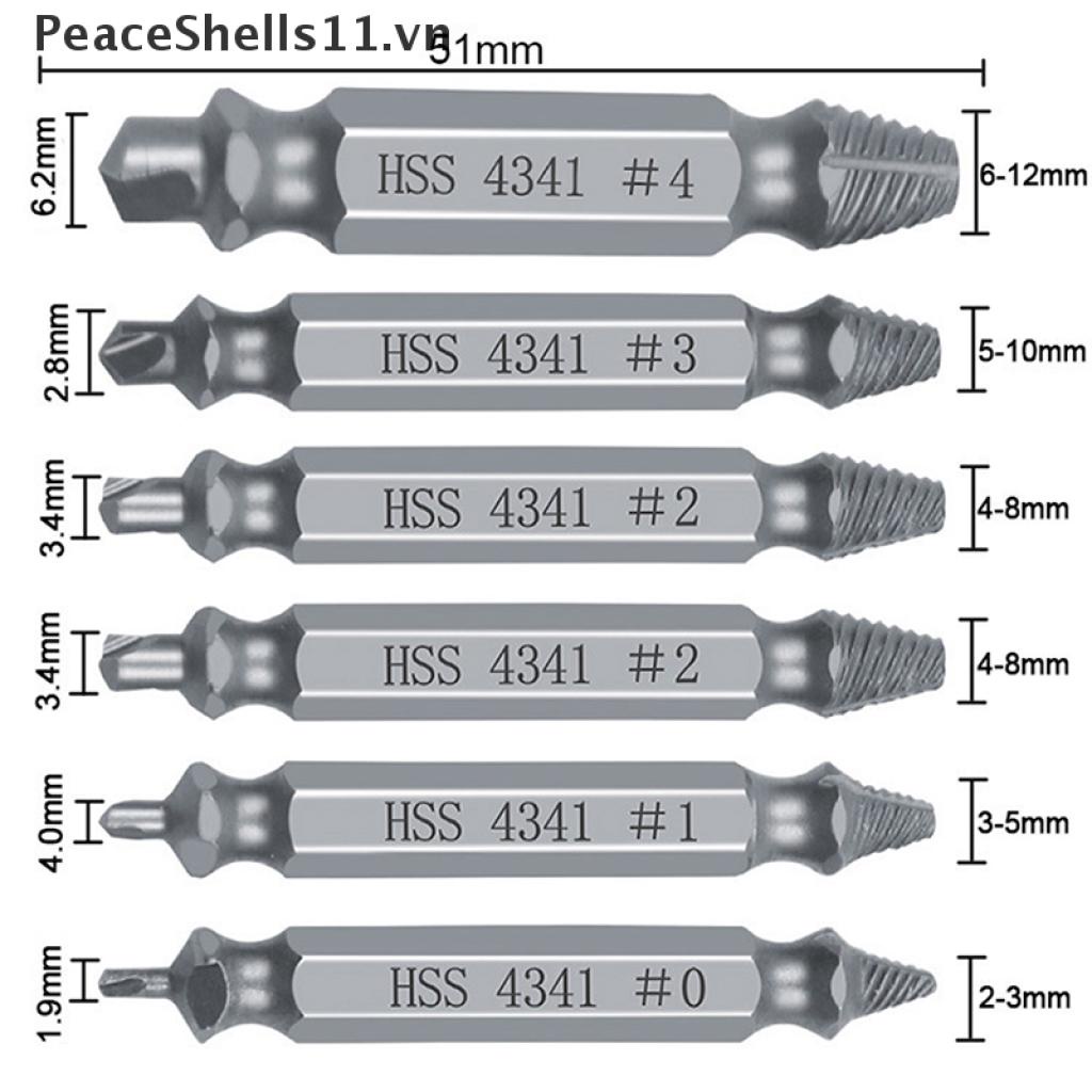 [PeaceShells11] Set 6 Mũi Khoan Tháo Ốc Vít Bị Hỏng Dễ Dàng Mang Theo