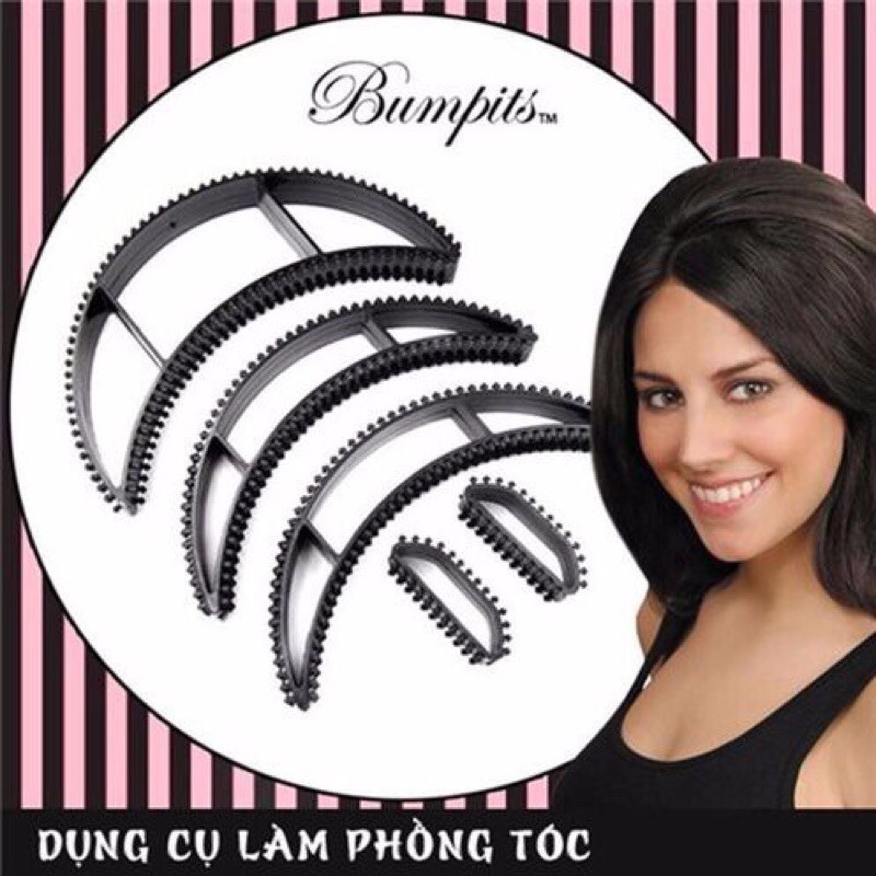 combo 5 phồng tóc set 5 đệm tóc hộp dụng cụ làm tóc mái tóc búi tóc nửa đầu tóc cột tóc mái