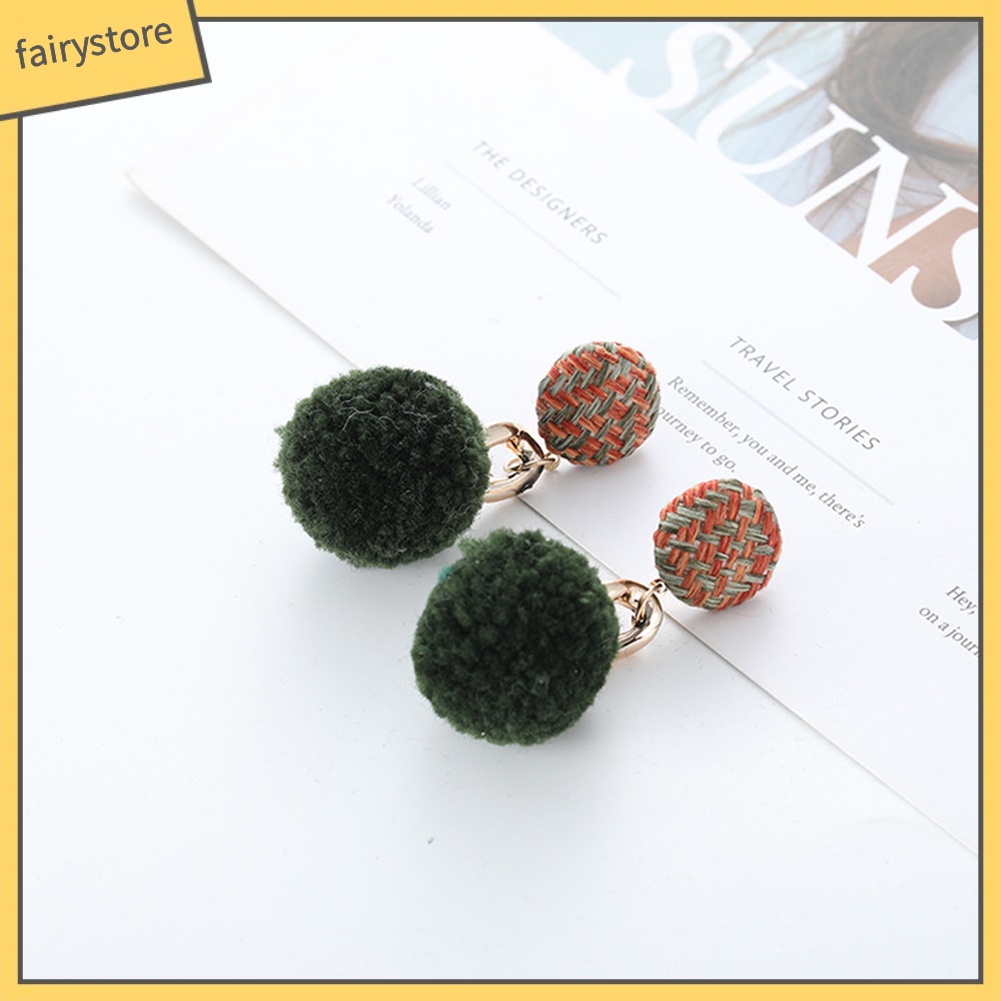 Bông Tai Dáng Dài Phối Cục Bông Đáng Yêu Cho Nữ