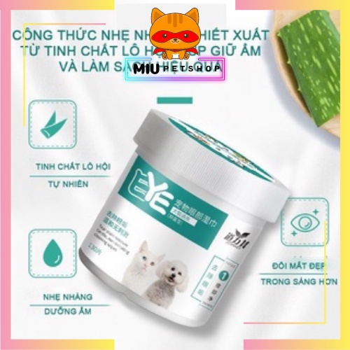 Khăn ướt lau mắt ố bẩn cho chó mèo - Hộp 130 miếng