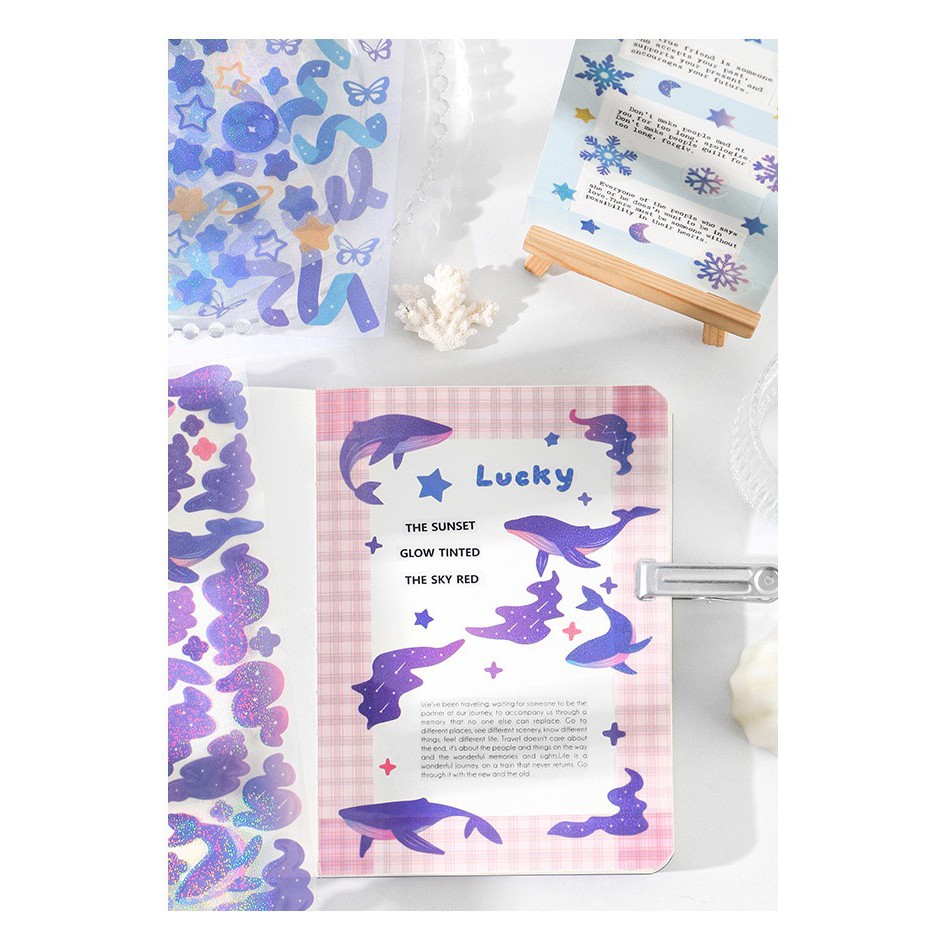 Sticker/ Hình dán Trang Trí Thiệp Màu Tím - Nhiều kiểu dáng nổi bật