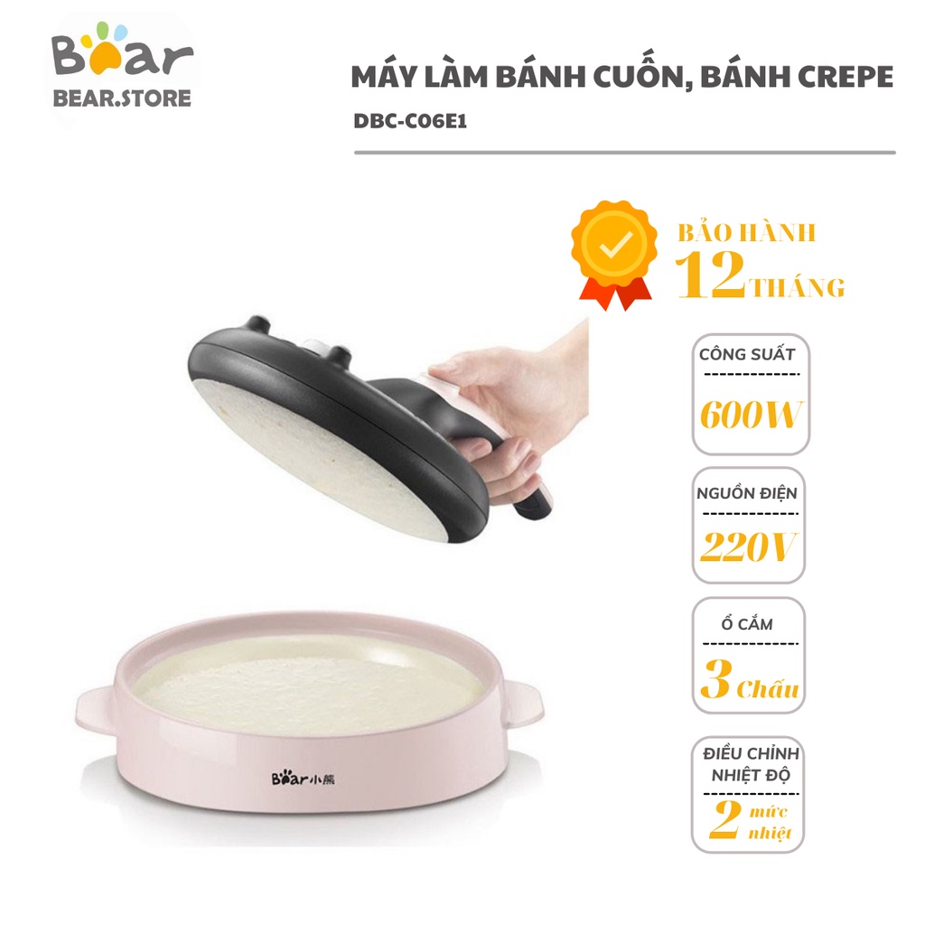 Máy làm bánh tráng, bánh crepe, bánh cuốn chống dính cao cấp BEAR DBC-C06E1