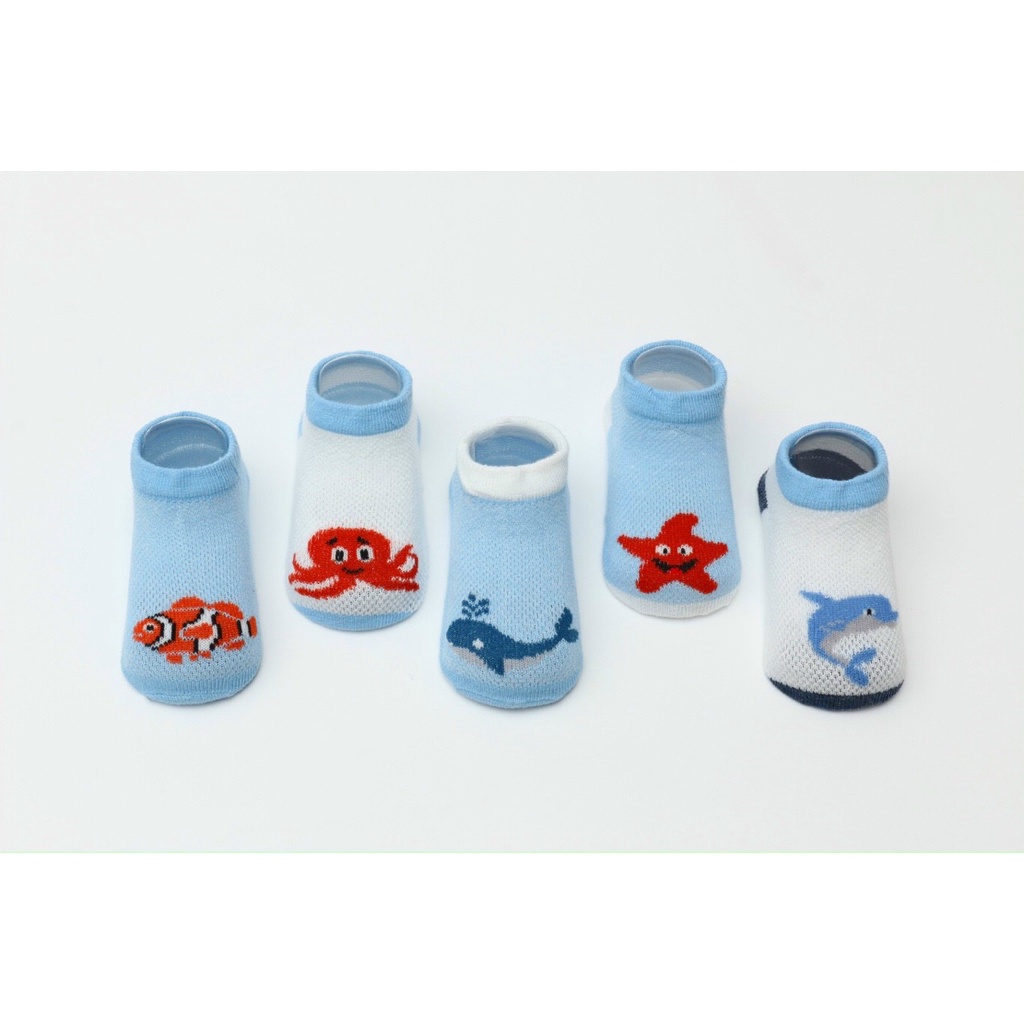 Tất lưới sơ sinh, combo 5 đôi tất vớ lưới mùa hè cho bé thoáng khí mềm mại họa tiết đáng yêu