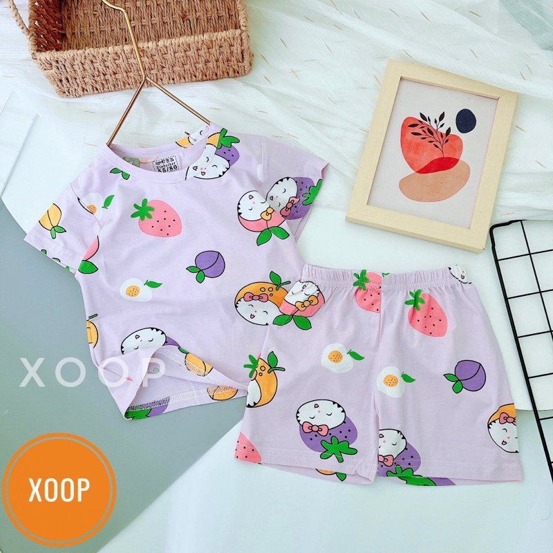 Chọn Mẫu Size Đại 1  Bộ cộc xuất hàn in tràn chất cotton lạnh hàng Quảng châu cho bé trai bé gái BC81
