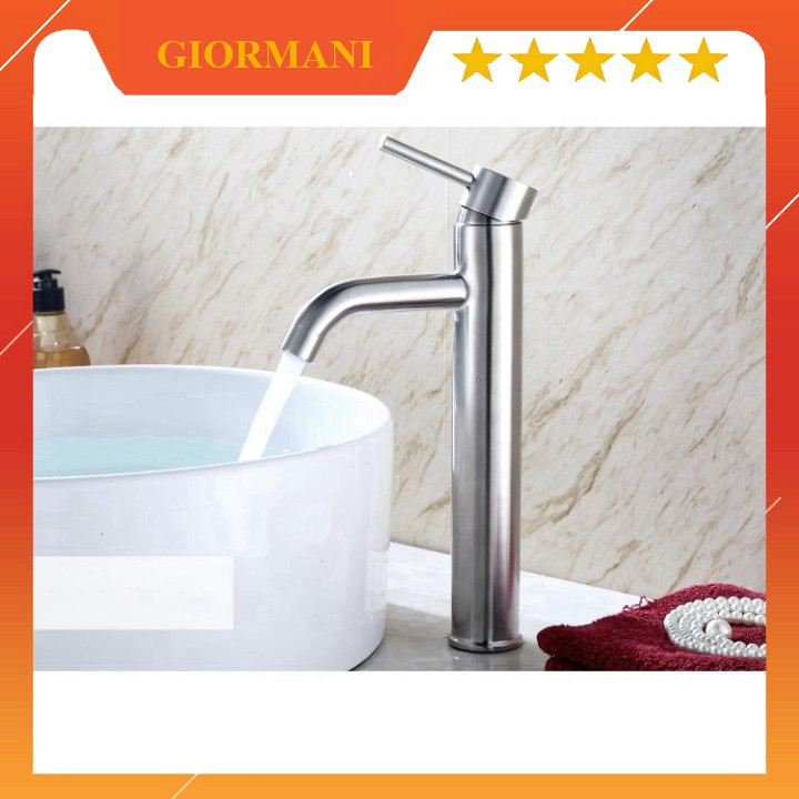 Vòi chậu rửa mặt dương bàn inox 304 cao cấp SNL28 tặng đôi dây cấp inox