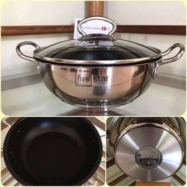 Nồi/Chảo sâu lòng Five Star Inox lòng chảo có chống dính thành cao đủ size