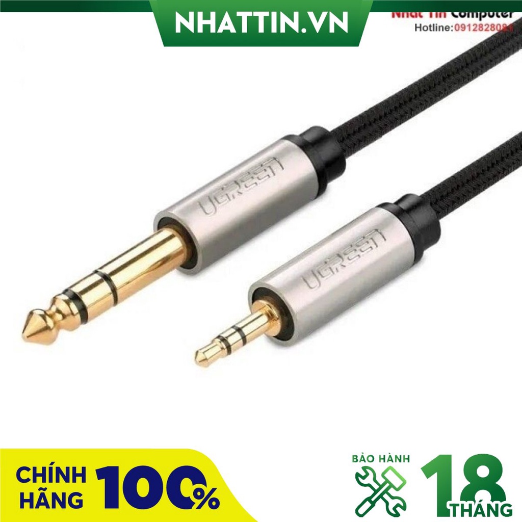 Cáp âm thanh Audio 3.5mm to 6.5mm dài 1,5m Ugreen 40803