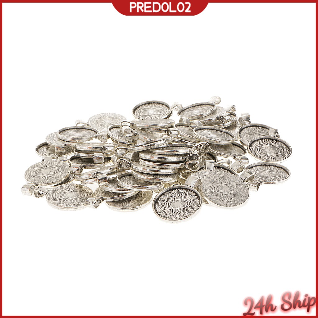 50pcs Round Pendant Base Tray 25mm Cabochon Setting Bezel Pendant Blanks