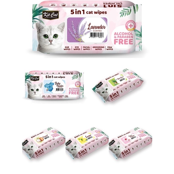 Khăn giấy ướt chó mèo Kit cat wipes / Absorb Plus, lau vệ sinh tai mặt chân, toàn thân kháng khuẩn nâ'm chó mèo 80 miếng
