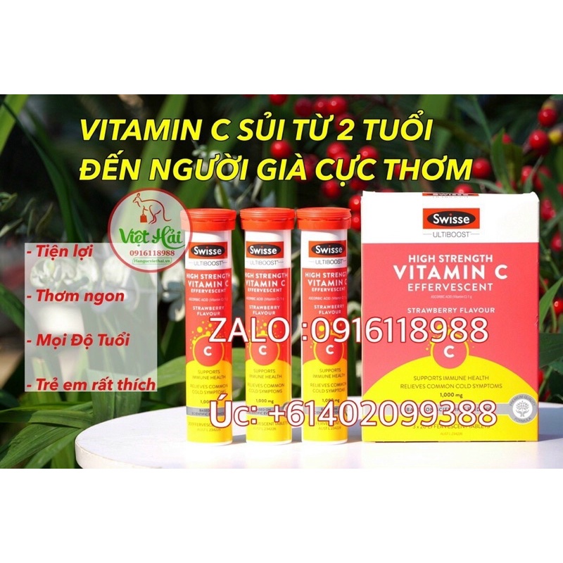 Viên sủi bổ sung vitamin c swisse ultiboost high strength vitamin c 20 viên 1 uống