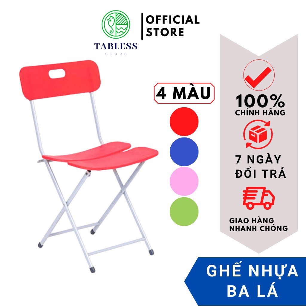 Ghế Gấp Gọn Nhựa 3 Lá Ngồi Văn Phòng Cà Phê Quán Ăn Tiện Dụng