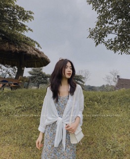 Set đầm hoa + áo khoác