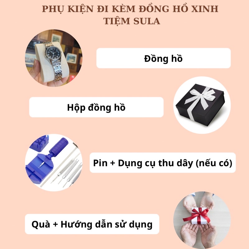 Đồng hồ nữ mặt tròn SULANUM kích thước 26mm cao cấp chính hãng đẹp chống nước 3ATM