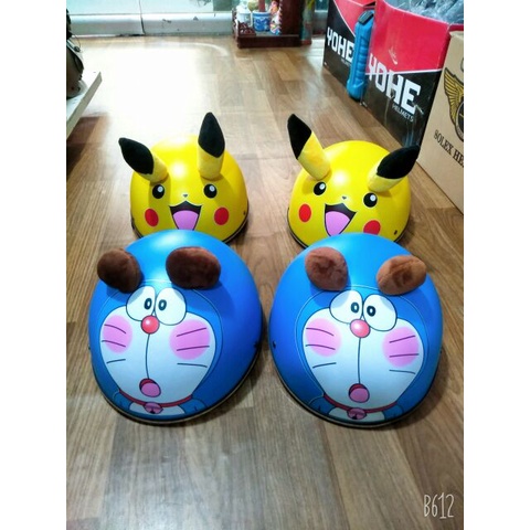 [phát minh] [chuyên sỉ đồ phượt] Nón bảo hiểm nửa đầu tem doremon và pikachu + tai