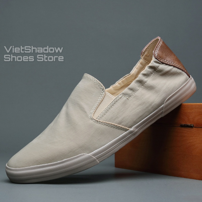 Slip on - Giày lười vải nam cao cấp BAODA - Vải polyester  3 màu đen, khaki, xanh mint - Mã SP 20043