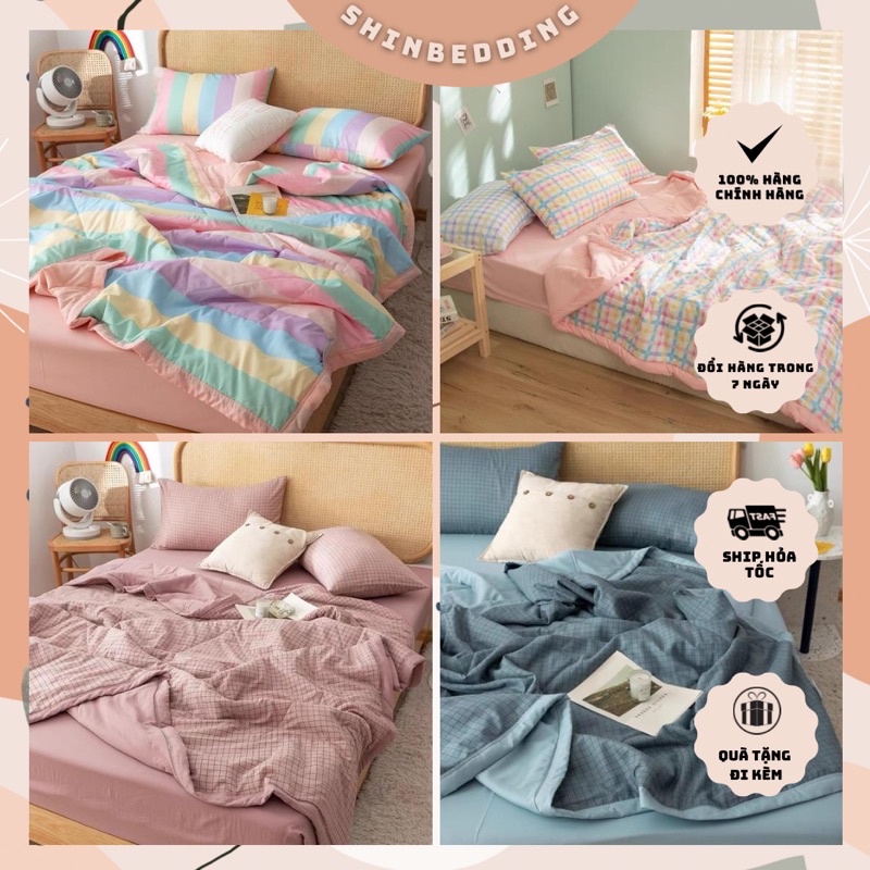 Đũi Kẻ Chăn Trần Bông Thoáng Mát Mềm Mịn Hàng Xuất Nhất (Shinbedding_store)