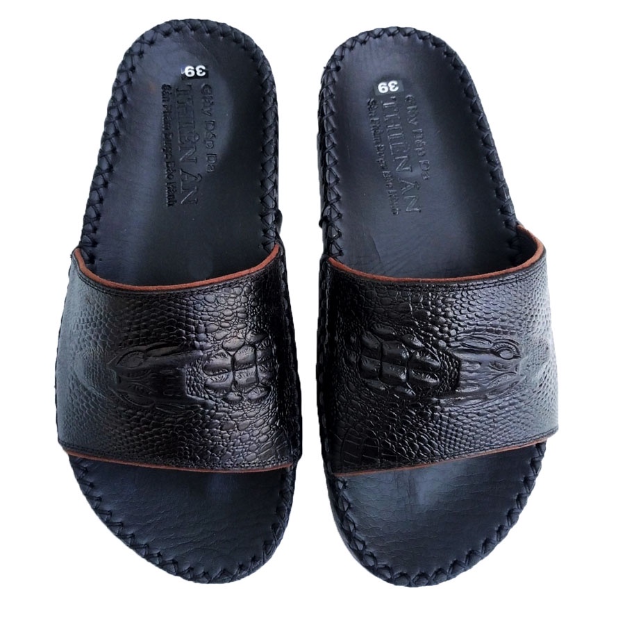 Dép nam quai ngang đẹp,êm chân da bò thật AT97