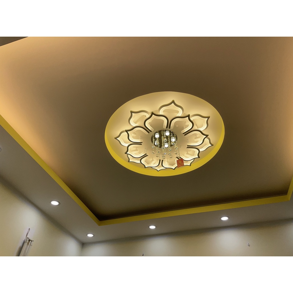 Đèn Ốp Trần Phòng Khách Hoa Sen THỦ ĐÔ LIGHTING 16 Cánh 3 Chế Độ Ánh Sáng Thiết Kế Viên Thả Pha Lê Cao Cấp 2042/16