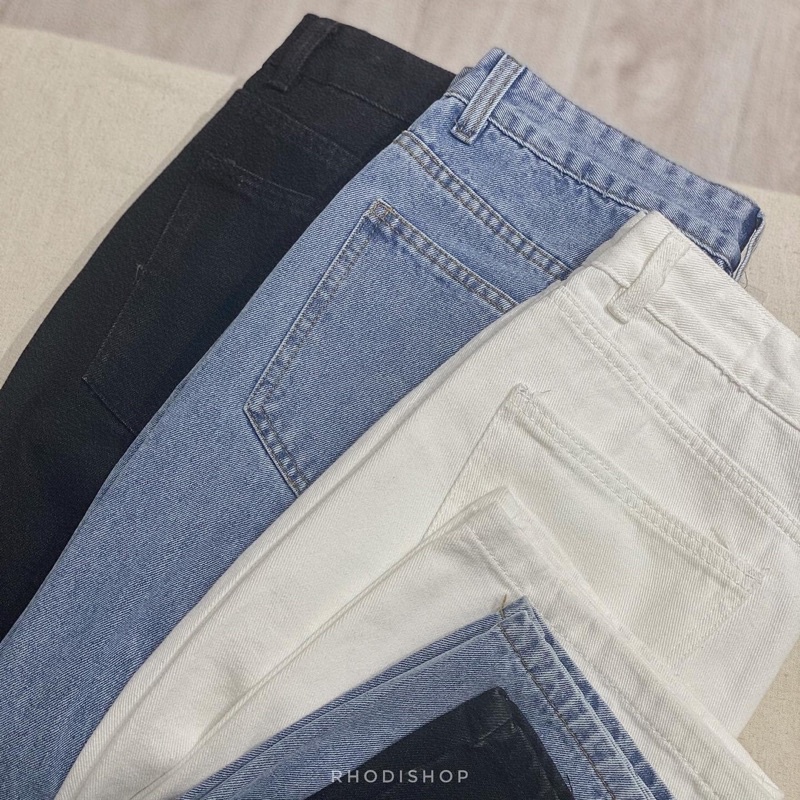 Quần Jeans Ống Suông Rộng Unisex Các Màu RHODISHOP