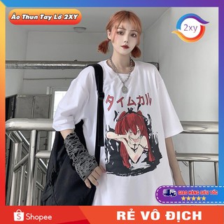 Áo thun tay lỡ unisex 2xy, áo phông form rộng cô gái phép thuật