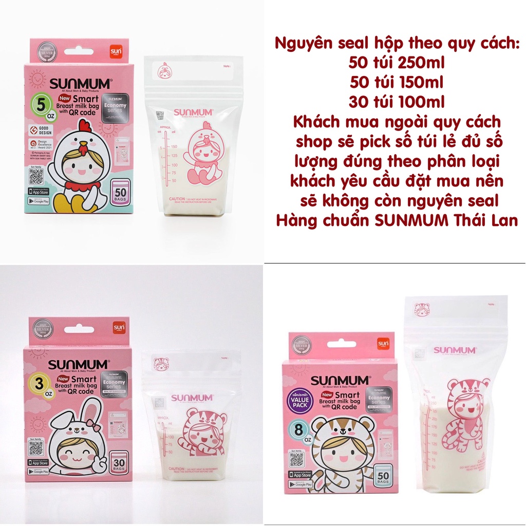TÚI TRỮ SỮA SUNMUM NHIỀU DUNG TÍCH