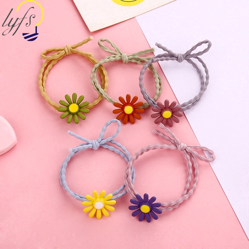 Dây buộc tóc hình hoa cúc 5 màu phong cách Hàn Quốc dễ thương cho nữ