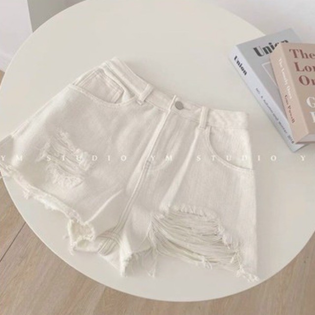 Quần Short jeans Nữ Trắng Bigsize rách size đại 30 đến 35 ms 1052