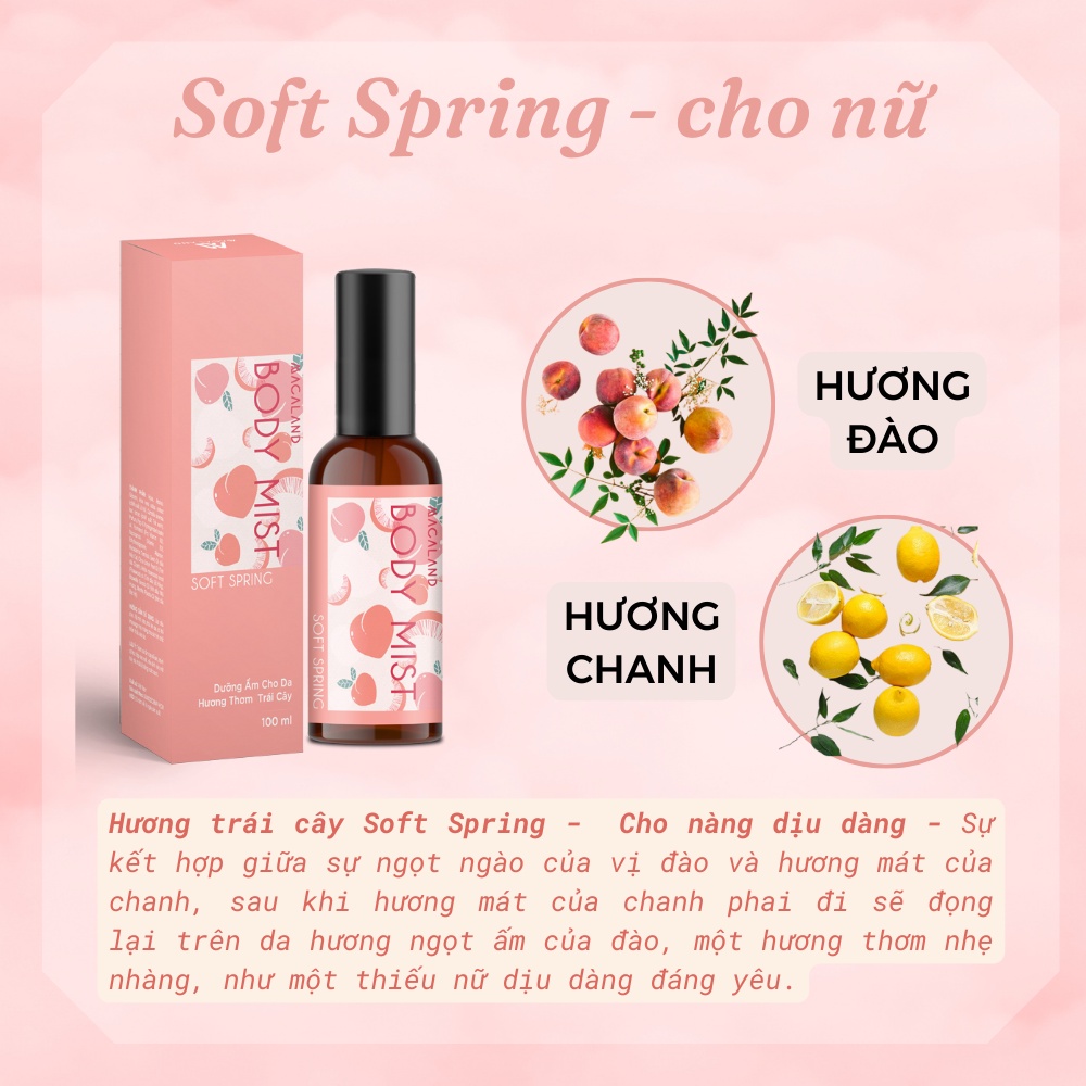 Body mist xịt thơm toàn thân Macaland 20ml/100ml hương nước hoa Pháp | BigBuy360 - bigbuy360.vn