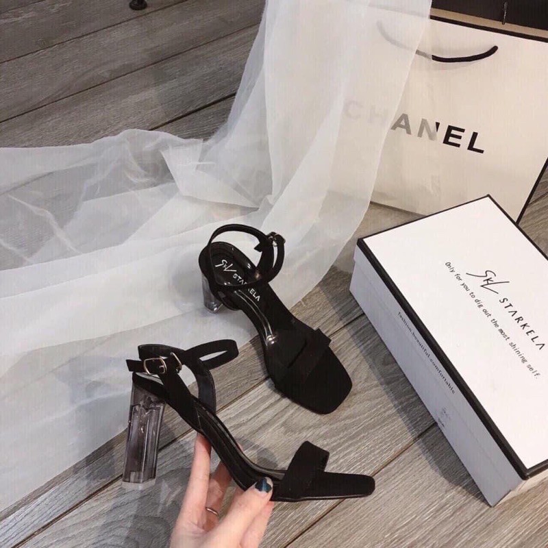 Sandal nữ da lộn gót vuông 9cm hàng xuất khẩu ( có đính kèm video tự quay)