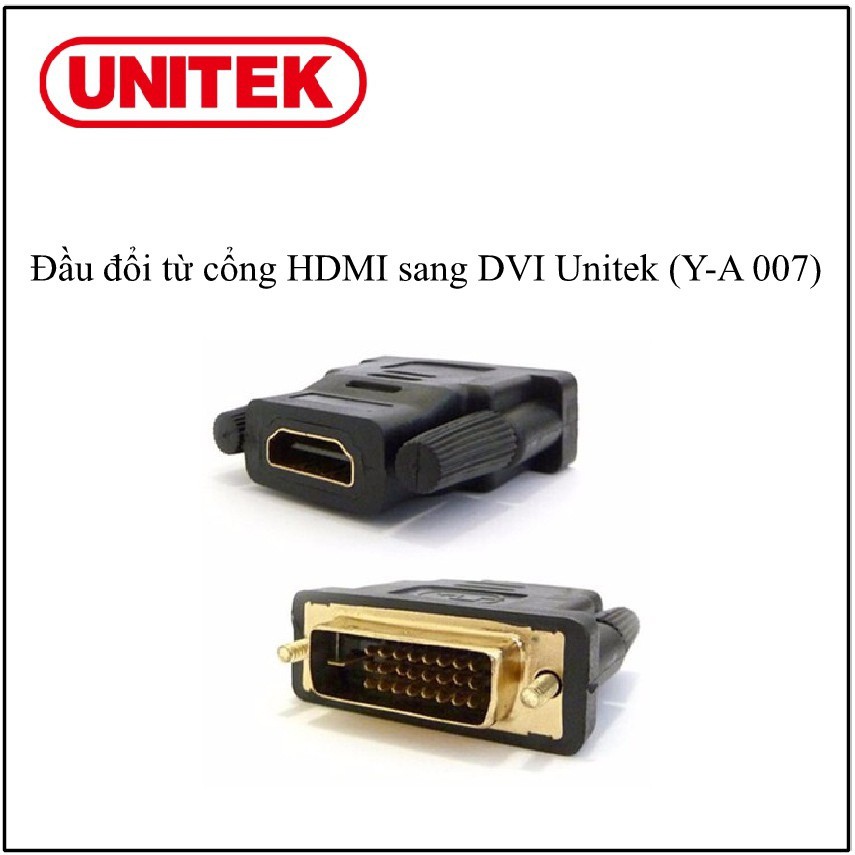 Đầu đổi HDMI L -&gt; DVI D 24-1 K Unitek YA 007a đầu chuyển đồi 2 chiều HDMI và DVI chuẩn D (24-1) kim