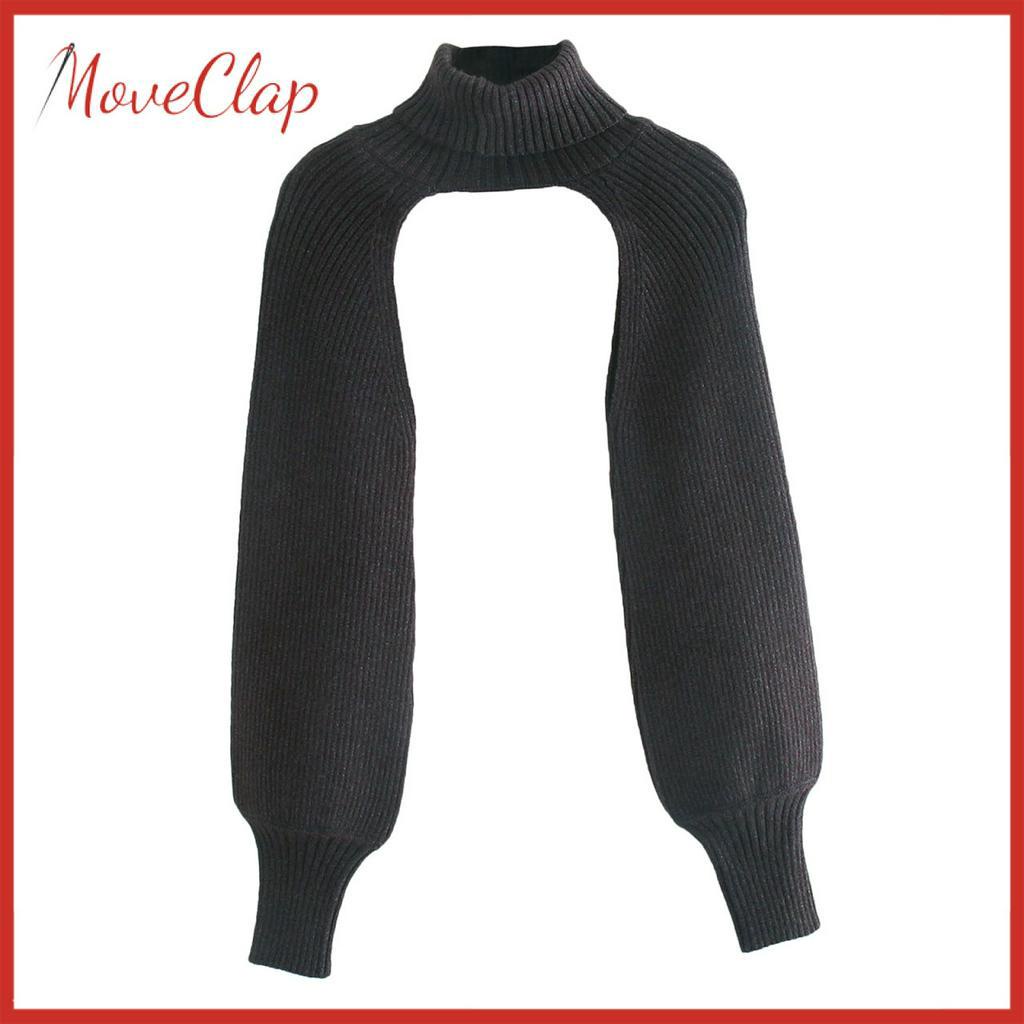 Áo Sweater Dệt Kim Chui Đầu Cổ Cao Tay Phồng Dài Thời Trang Đường Phố  Movecap