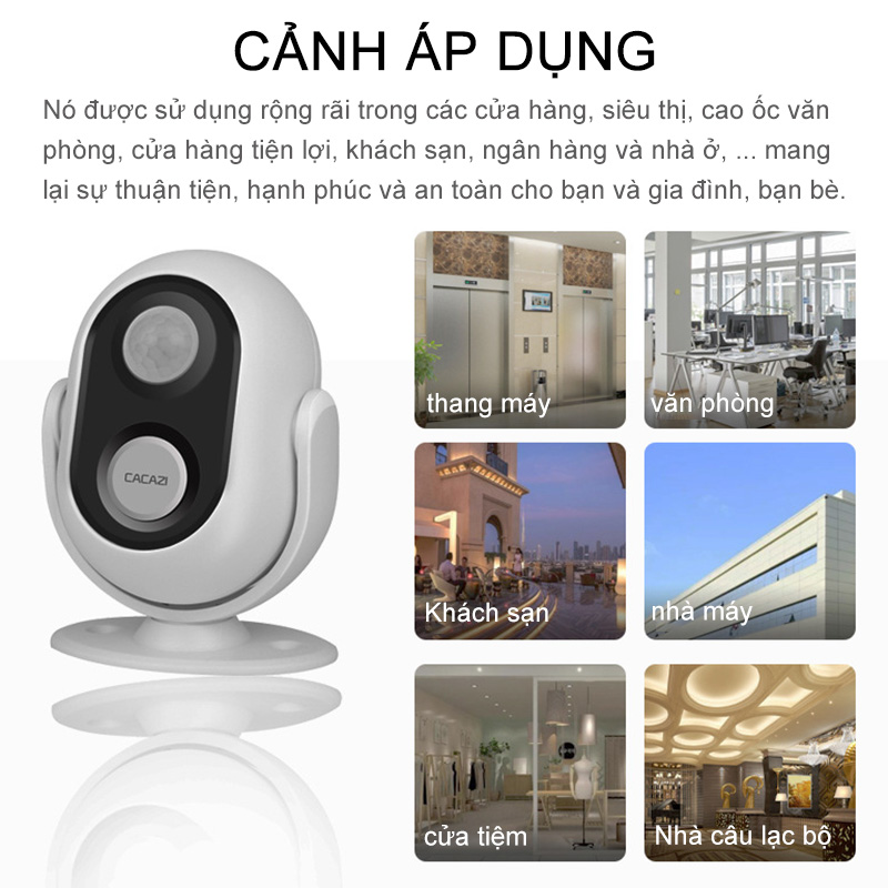 Chuông báo khách tự động Cacazi 037, báo động chống trộm dùng , cảm biến hồng ngoại, lợi cho cửa hàng và siêu thị-NBV037