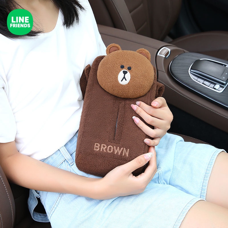 LINE FRIENDS Hộp Đựng Khăn Giấy Họa Tiết Hoạt Hình Sáng Tạo Cho Xe Hơi